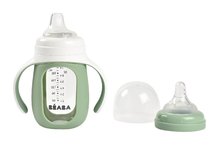 Detské hrnčeky - Fľaša Bidon na učenie pitia 2in1 Training Bottle Beaba Sage Green 210 ml so silikónovým obalom zelená od 4 mes_2