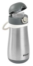 Detské hrnčeky - Fľaša Bidon s dvojitými stenami Stainless Steel Bottle Beaba Mineral Grey 350 ml z nehrdzavejúcej ocele sivá od 18 mes_2