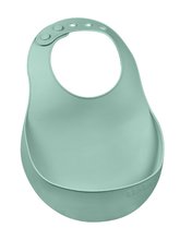 Slinčki - Slinček za otroke Silicone Bib Beaba Sage Green iz mehkega silikona z gumbi zeleni od 4 mes_1