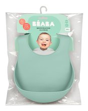 Bavaglini - Bavaglino per bambini  Silicone Bib Beaba Sage Green realizzato in morbido silicone e bottoni verde dai 4 mesi_5