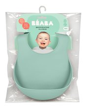 Podbradníky - Podbradník pre deti Silicone Bib Beaba Sage Green z mäkkého silikónu a gombíkmi zelený od 4 mes_5