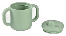 Detské hrnčeky - Hrnček pre bábätká Silicone Learning Cup Beaba Sage Green s vrchnákom na učenie sa piť zelený od 8 mes_1