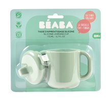 Căni cu cioc pentru bebeluși - Cană pentru bebeluși Silicone Learning Cup Beaba Sage Green verde cu capac pentru a învăța copilașii să bea de la 8 luni_1