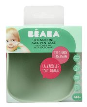 Taniere a misky - Miska pre bábätká Silicone Suction Bowl Beaba Sage Green zo silikónu zelená od 4 mes_0