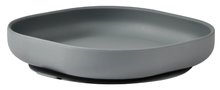 Krožniki in skledice - Krožnik za dojenčke Silicone Suction Plate Beaba Mineral Grey iz silikona siv od 4 mes_0
