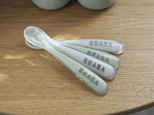 Příbory a lžičky - Ergonomické lžičky 1st Age Silicone Spoons Beaba Grey & Sage ze silikonu k samostatnému jídlu 4 kusy od 4 měsíců_1