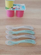 Príbory a lyžičky - Ergonomické lyžičky 2nd Age Silicone Spoons Beaba Velvet Grey & Sage Green zo silikónu na samostatné jedenie 4 kusy od 8 mes_0