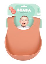 Bryndáky - Bryndák pro děti Silicone Bib Beaba Terracotta z měkkého silikonu a knoflíky oranžový od 4 měsíců_2