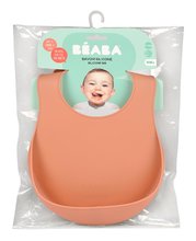 Podbradak - Podbradak za djecu Silicone Bib Beaba Terracotta od mekog silikona s gumbima narančasti od 4 mjes_1