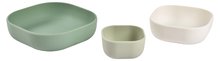 Babaétkészletek - Étkezőgarnitúra Silicone Nesting Bowl Set Beaba Sage Green Cotton Misty Green szilikonból 3-részes zöld-szürke-fehér 4 hó-tól_1
