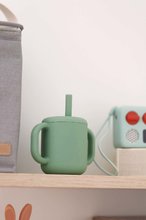 Dětské hrnky - Hrnek pro miminka Silicone Straw Cup Beaba Sage Green s brčkem na učení se pít zelený od 8 měsíců_1