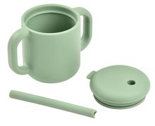 Lončki - Lonček za dojenčke Silicone Straw Cup Beaba Sage Green s slamico za učenje pitja zeleni od 8 mes_0