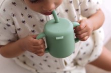 Căni cu cioc pentru bebeluși - Cană pentru bebeluși Silicone Straw Cup Beaba Sage Green cu pai pentru a învăța să bea verde de la 8 luni_6