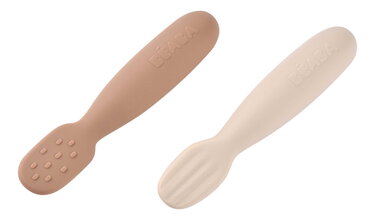 Ergonomische Trainingslöffel Silikon Pre-Spoons Praline Clay Beaba aus Silikon, für selbstständiges Essen, 2 Stück, ab 4 Monaten