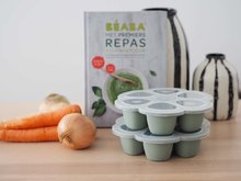 Pojemniki i foremki na żywność - Podwójny dozownik do jedzenia Silikonowy Multiportions Beaba Sage Green silikonowy 6x90 ml zielony od 4 miesięcy_3