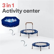 Trampoliny dla dzieci - Trampolina Activity Center 3-in-1 Blue smarTrike okrągła składana o obwodzie 92 cm z rączką do basenu i 100 piłeczkami od 10 miesiąca życia_1