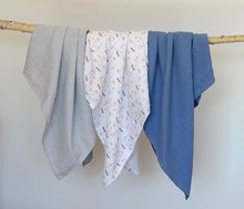 Scutece - Scutece textile din bumbac muselină Cotton Muslin Cloths Beaba Paris set 3 bucăți 70*70 cm de la 0 luni albastre_3