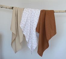 Pleny - Textilní pleny z bavlněného mušelínu Cotton Muslin Cloths Beaba Herisson sada 3 kusů 70*70 cm od 0 měsíců hnědé_3