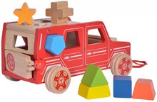 Ťahacie hračky - Drevené auto na ťahanie Mercedes Sorting G-Class Eichhorn s figúrkou a 9 vkladacími kockami od 12 mes_0