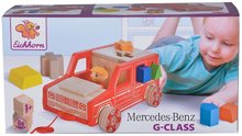 Zabawki do ciągnięcia - Drewniane autko do ciągnięcia Mercedes Sorting G-Class Eichhorn z figurką i 9 wkładanymi klockami od 12 m-ca_1