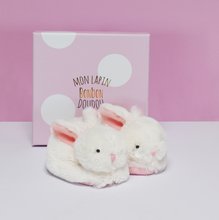 Odjeća za dojenčad - Papučky pre bábätko s hrkálkou Zajačik Lapin Bonbon Doudou et Compagnie ružové v darčekovom balení od 0-6 mes DC1308_0