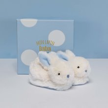 Dojčenské oblečenie - Papučky pre bábätko s hrkálkou Zajačik Lapin Bonbon Doudou et Compagnie modré v darčekovom balení od 0-6 mes_2