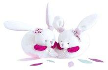 Papuci pentru bebeluși cu zornăitoare Lapin Cerise Doudou et Compagnie roz în ambalaj cadou de la 6-12 luni