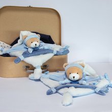 Alvókendők DouDou - Plüss mackó dédelgetésre Petit Chou Doudou et Compagnie kék 27 cm ajándékcsomagolásban 0 hó-tól_1