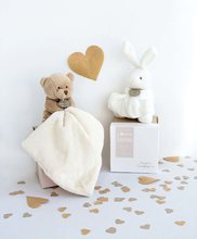 Igračke za grljenje i spavanje - Plyšový zajačik na maznanie Bunny Flower Box Doudou et Compagnie biely 10 cm v darčekovom balení od 0 mes DC303_1