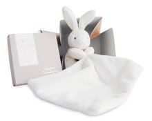 Igračke za grljenje i spavanje - Plyšový zajačik na maznanie Bunny Flower Box Doudou et Compagnie biely 10 cm v darčekovom balení od 0 mes DC303_2