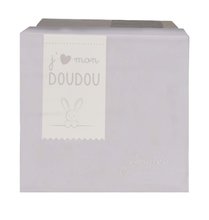 Zabawki do przytulania i zasypiania - Pluszowa przytulanka zajączek Bunny Flower Box Doudou et Compagnie biały 10 cm w opakowaniu upominkowym od 0 miesiąca_3