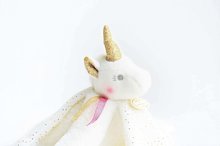 Zabawki do przytulania i zasypiania - Pluszowy jednorożec do przytulania Unicorn Lucie la Licorne Doudou et Compagnie złoty 25 cm w pudełku upominkowym od 0 miesiąca_0