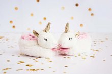 Îmbrăcăminte bebeluși - Papuci pentru bebeluși cu zornăitoare Unicorn Lucie la Licorne Doudou et Compagnie albi în ambalaj cadou de la 0-6 luni_0