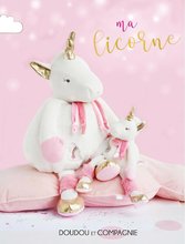Plyšové a textilní hračky - Plyšový jednorožec Unicorn Lucie la Licorne Doudou et Compagnie zlato-růžový 22 cm v dárkovém balení od 0 měsíců_0