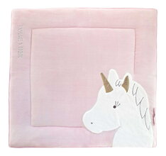 Textilspielmatte mit einem Einhorn Park Mat Unicorn Doudou et Compagnie rosa 100*100 cm ab 0 Monaten
