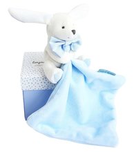 Hračky na maznanie a usínanie - Plyšový zajačik na maznanie Bunny Flower Box Doudou et Compagnie modrý 10 cm v darčekovom balení od 0 mes_2