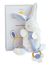 Pluszowe zajączki - Pluszowy króliczek z klipsem do smoczka Perlidoudou Doudou et Compagnie niebieski 15 cm w opakowaniu prezentowym od 0 miesiąca_0