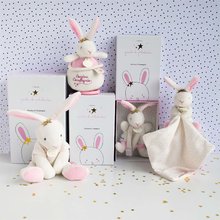 Plyšové zajace - Plyšový zajačik Bunny Star Perlidoudou Doudou et Compagnie ružový 25 cm v darčekovom balení od 0 mes_3