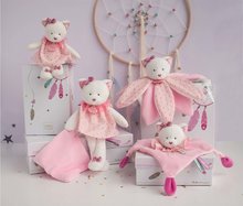 Jucării de pluș și textile - Pisicuță de pluș Attrape-Rêves Doudou et Compagnie roz în amabalaj cadou 20 cm de la 0 luni_1