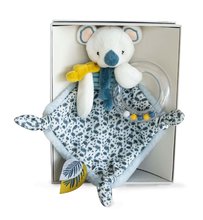 Hračky na maznanie a usínanie - Plyšová koala na maznanie s hrkálkou Yoca le Koala Doudou et Compagnie modrá 22 cm od 0 mes_3