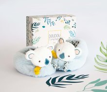 Îmbrăcăminte bebeluși - Papuci pentru bebeluși cu zornăitoare Yoca le Koala Doudou et Compagnie albaștri în ambalaj cadou de la 0-6 luni_0