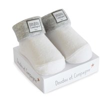 Ubranka dziecięce - Skarpetki dla niemowlaka Birth Socks Doudou et Compagnie szare z drobnym wzorem od 0-6 miesięcy_1