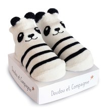 Odjeća za dojenčad - Ponožky pre bábätko Panda Birth Socks Doudou et Compagnie čierno-biele od 0-6 mes DC3705_0