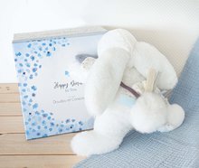 Pluszowe zajączki - Pluszowy zajączek Bunny Happy Glossy Doudou et Compagnie niebieski 25 cm w opakowaniu podarunkowym od 0 miesiąca życia_2
