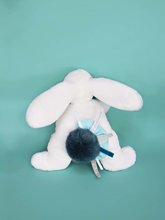 Plišani zečići - Plyšový zajačik Happy Pop Doudou et Compagnie bielo-modrý 25 cm v darčekovom balení s brmbolcom od 0 mes DC3737_0