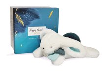 Plüschhäschen - Plüschhase Happy Pop Doudou et Compagnie weiß-blau 25 cm in einer Geschenkverpackung mit Bommel ab 0 Monaten_1