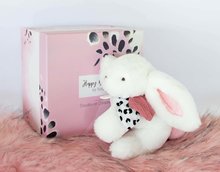 Plüschhäschen - Plüschhase Happy Blush Doudou et Compagnie weiß-rosa 25 cm in einer Geschenkverpackung mit Bommel ab 0 Monaten_0