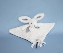 Zabawki do przytulania i zasypiania - Pluszowa przytulanka zajączek Bunny Happy Glossy Doudou et Compagnie niebieski 25 cm w opakowaniu upominkowym od 0 miesiąca_1