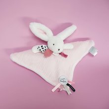 Zabawki do przytulania i zasypiania - Pluszowy króliczek do przytulania Happy Blush Doudou et Compagnie różowy 25 cm w opakowaniu prezentowym od 0 miesiąca_1
