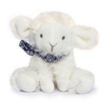 Animali di peluche - Pecora di peluche Lamb Scrunchie Doudou et Compagnie bianca con foulard a fantasia 12 cm diversi modelli da 0 mes DC3817_3